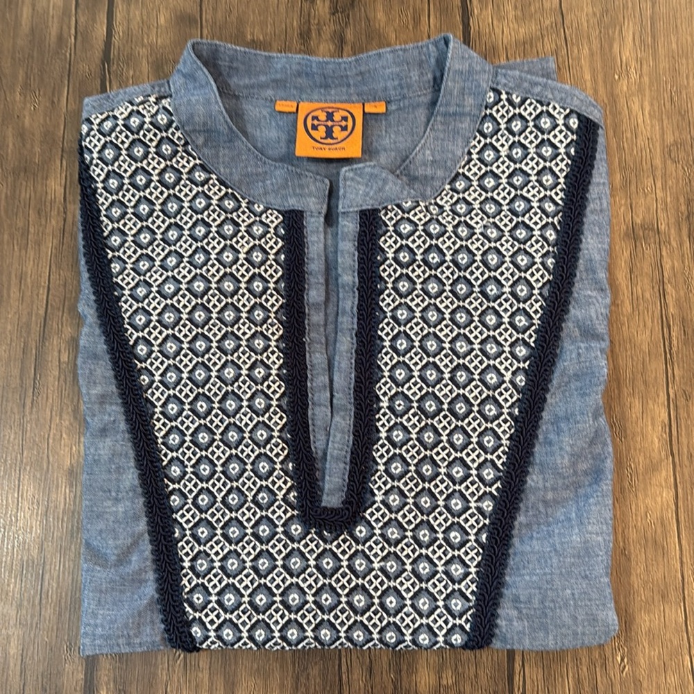 Tory Burch Women’s Blue Embroidered Tunic